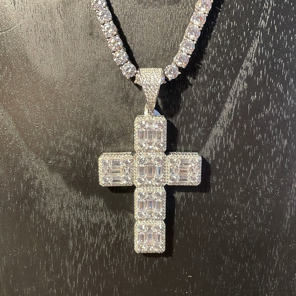 Sterling silver tennis chain set with pendant piece - Picture 2 of 10